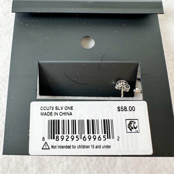 Coach NWT Mini Dice Hoop Charm Earring in Silver, Single Earring - Picture 2 of 10